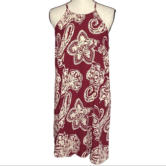 12 Pm By Mon Ami Dresses & Skirts - 12PM by Mon Ami Dress L Halter Floral Paisley Maroon